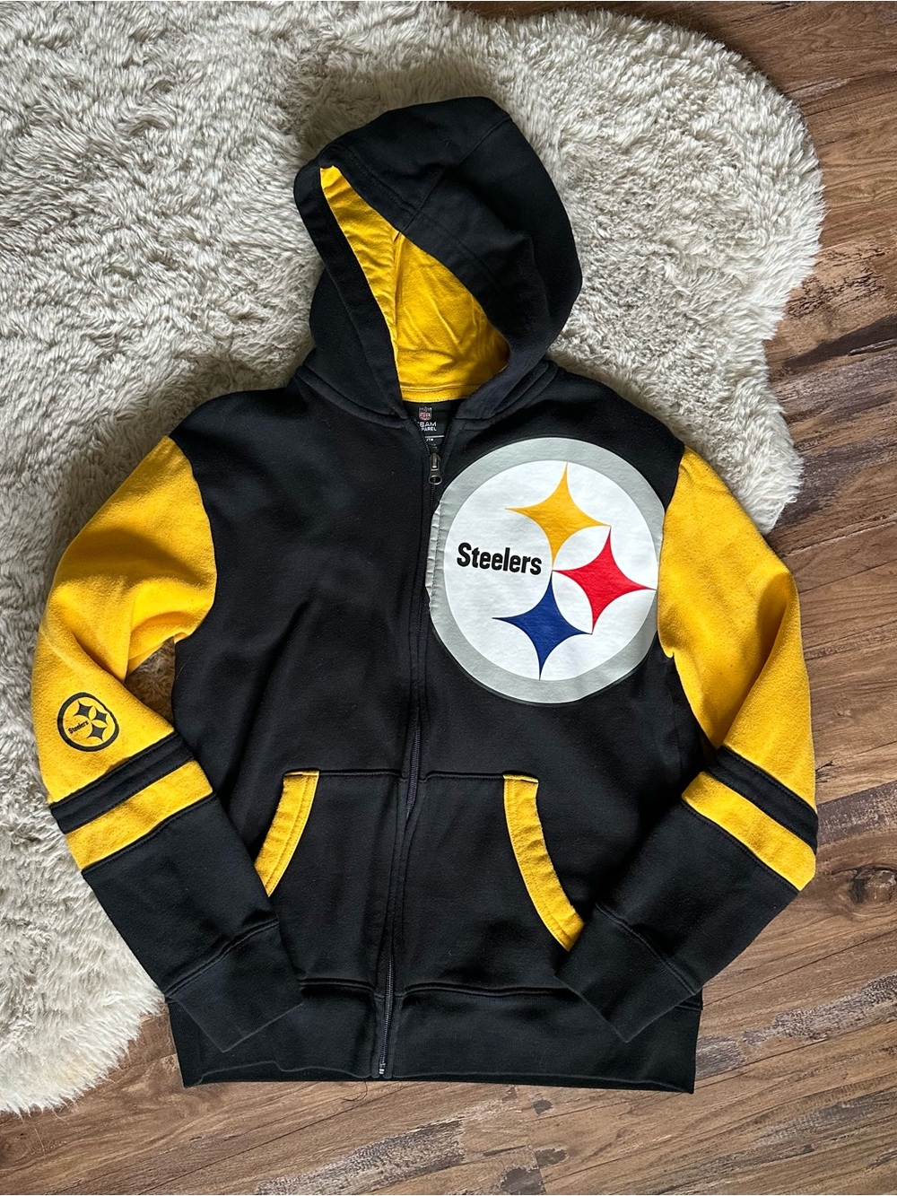 NFL Black and Yellow Steelers Kids Full-Zip Hoodie